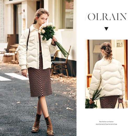OLrain欧芮儿法式小香风轻薄羽绒服女秋冬2022新款白鸭绒短款外套 商品图0
