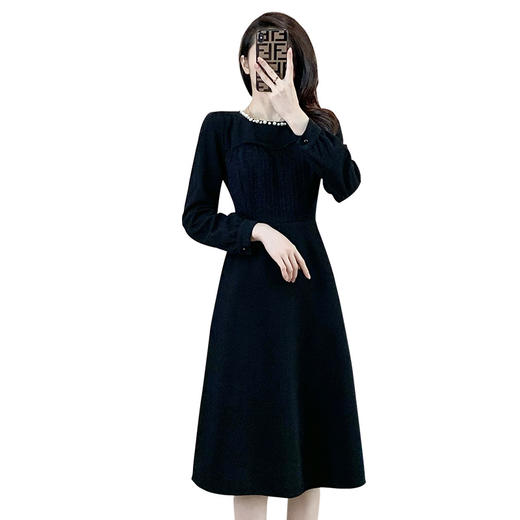 奢姿2024年冬装新款大码女装减龄钉珠拼接连衣裙胖妹妹时尚裙子9924852445 商品图4
