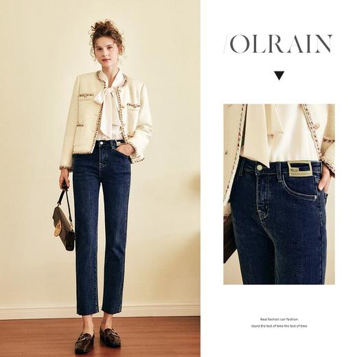 OLrain欧芮儿法式磨毛牛仔裤女冬季2025年新款高腰直筒烟管九分裤 商品图1