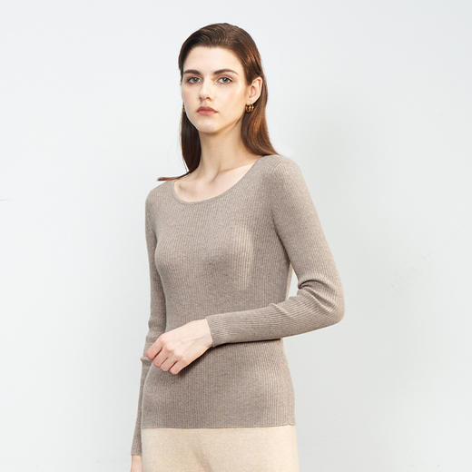 【小山羊绒内衣抽条B版加大】METTE羊绒世家秋冬女士小山羊绒内衣修身内搭保暖薄毛衣 商品图4