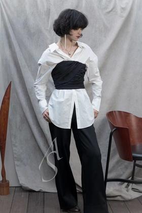 Ashlyn  白色danica抹胸拼接衬衫