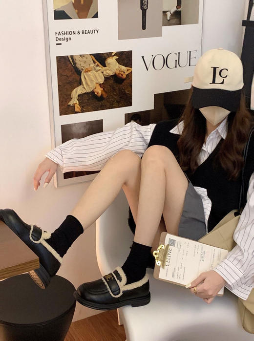 【限时折扣】思家加绒乐福鞋毛毛英伦风平底单鞋 商品图4