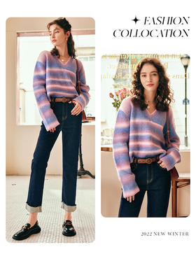 OLrain欧芮儿法式深色牛仔裤女秋冬2022年新款高腰直筒翻边阔腿裤