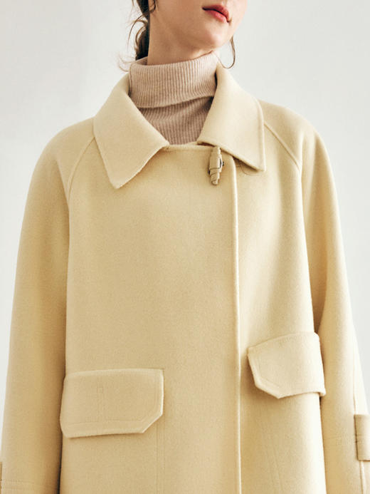 OLrain欧芮儿法式绿色毛呢外套女春季2024年新款韩系高级翻领大衣 商品图2