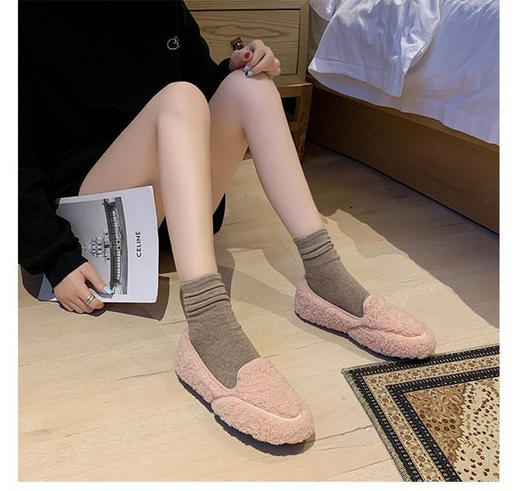 【限时折扣】新款平底休闲豆豆鞋加绒保暖单鞋 商品图4