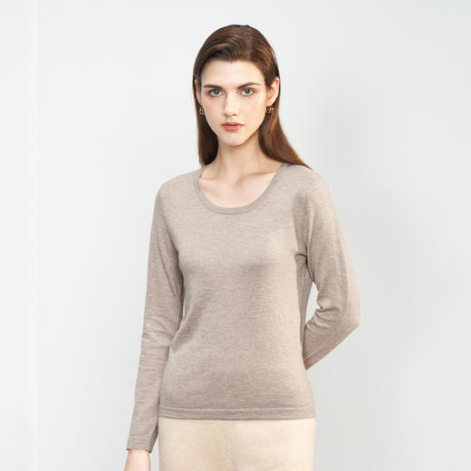 【小山羊绒内衣平板C版腋下双层】METTE羊绒世家秋冬女士小山羊绒内衣修身内搭保暖薄毛衣 商品图2