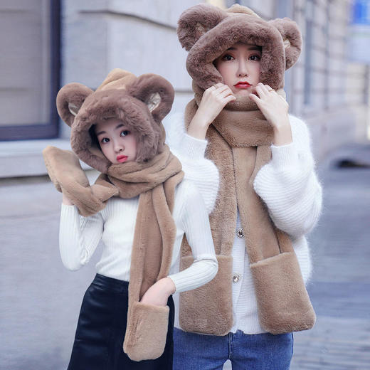 SY-MXMQZ0008 亲子帽子围巾手套一体加厚保暖围巾 商品图2