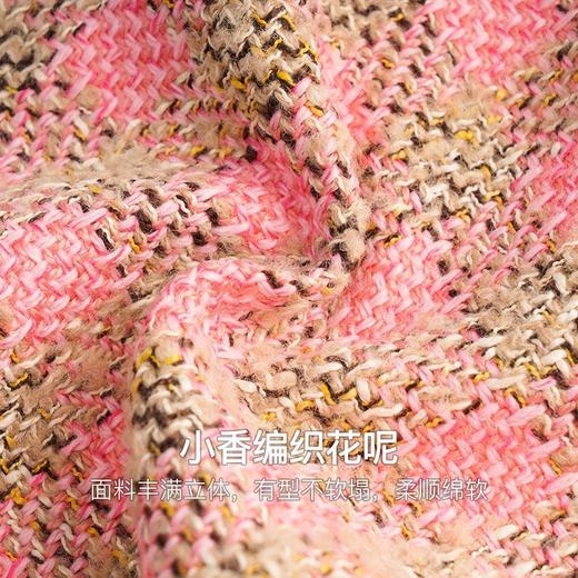 OLrain欧芮儿法式粉色小香风短外套女秋季2022年新款减龄格子上衣 商品图2