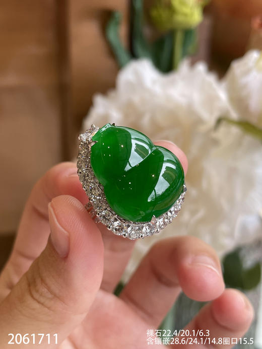 老坑冰帝王绿葫芦戒指【2061711】具体价格微信咨询 商品图6