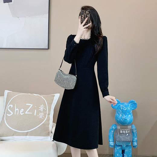 奢姿2024年冬装新款大码女装减龄钉珠拼接连衣裙胖妹妹时尚裙子9924852445 商品图2