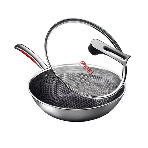 【积分商城】康巴赫 第三代炒锅 316L不锈钢炒锅少油烟不粘  家用电磁炉燃气灶通用  32cm 商品图2