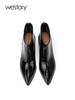 westory2022年新款尖头细高跟时髦瘦瘦靴真皮亮面时装靴82011 商品缩略图3