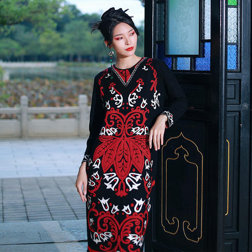 雅致旖旎长款针织花裙 |  杨老师同款 |  袖型可选：长袖短袖 | 现货加急发 商品图7