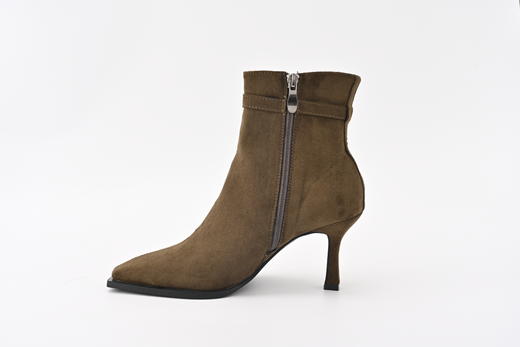 芭芭拉方头细跟绒面短靴 商品图1