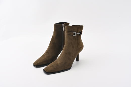 芭芭拉方头细跟绒面短靴 商品图0