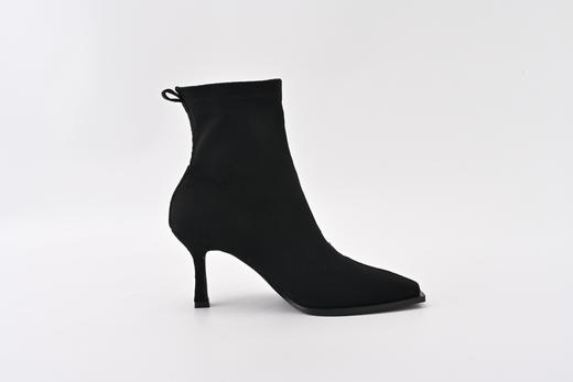 芭芭拉方头细跟绒面黑色短靴 商品图2