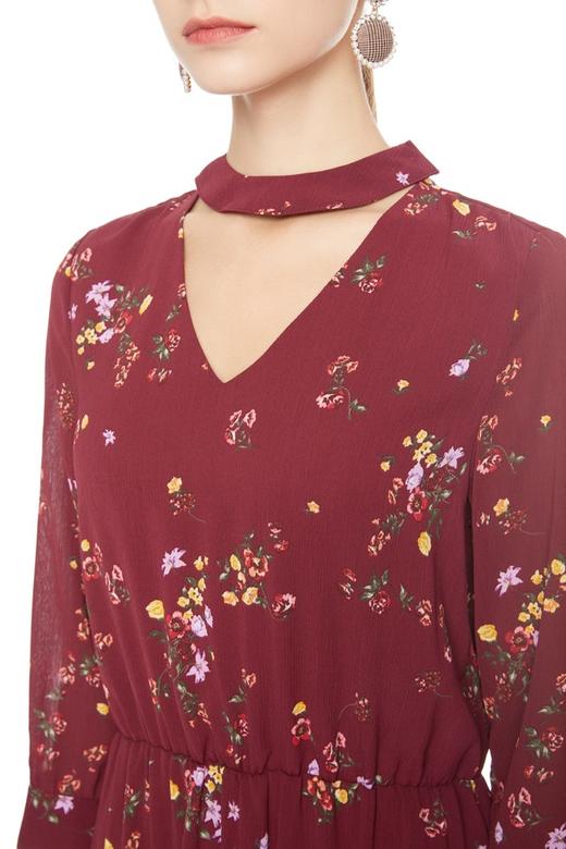 stradivarius V领挂脖印花连衣裙 5117 商品图2