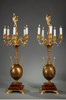 独角鹿西洋古董Barbedienne工坊东方雀鸟铜鎏金饰大理石花瓶烛台 商品缩略图1