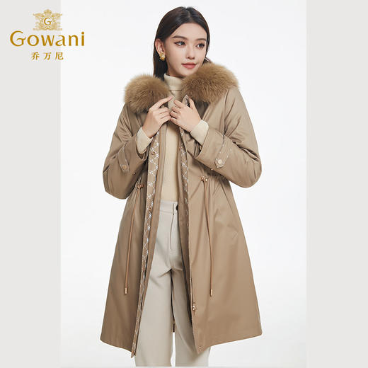 乔万尼派克服女冬中长款新款时尚简约保暖抽绳设计EF4N211 商品图1