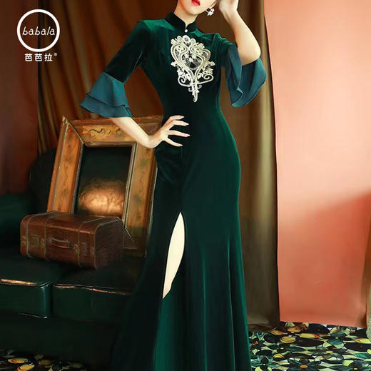 芭芭拉长款复古中国风旗袍 商品图0