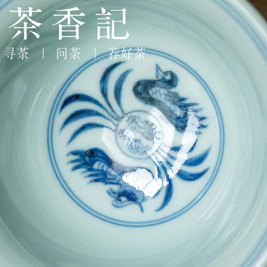 茶香记 仿明青花 缠枝莲压手杯 骆深窑 鸳鸯纹 端庄典雅 茶杯 商品图2