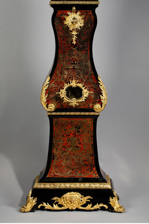 独角鹿西洋古董1890年代法国布勒镶嵌木质座钟古董钟 商品图4