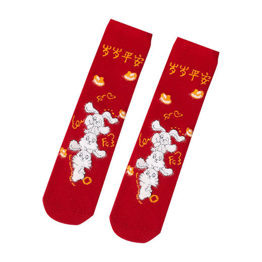 【3双装 新年大红袜】秋冬新款儿童袜子秋冬新年袜卡通中筒袜宝宝潮流保暖新年袜 商品图4