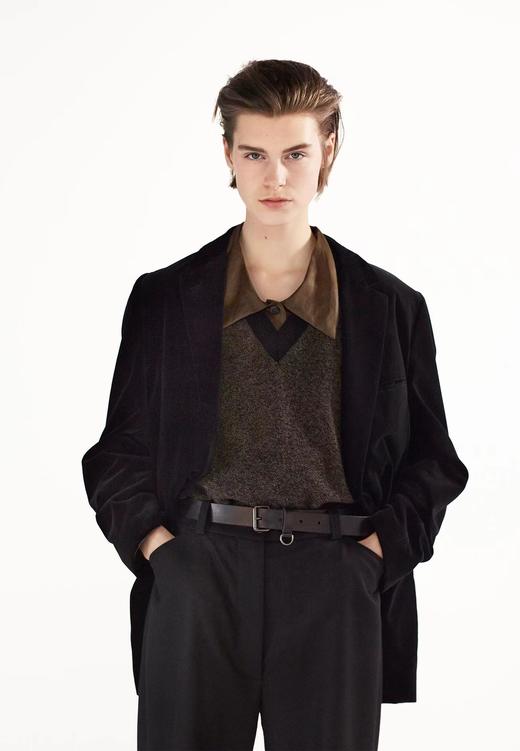 Margaret Howell  炭灰色细格纹fox brothers/黑色法兰绒西装外套 商品图3