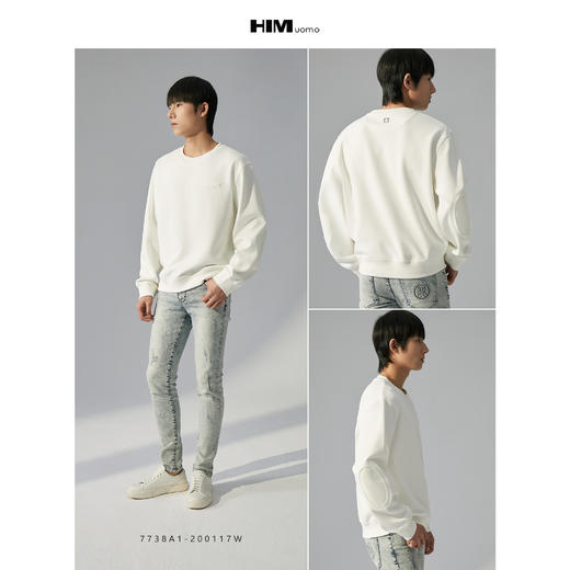 HIM漢崇 立体胶章LOGO长袖卫衣男舒适珠地棉休闲套头上衣2025秋季 商品图3