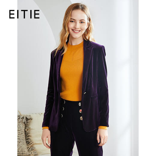 EITIE爱特爱秋季新款洋气复古职业显瘦帅气灯芯绒西装外套女6003711 商品图1