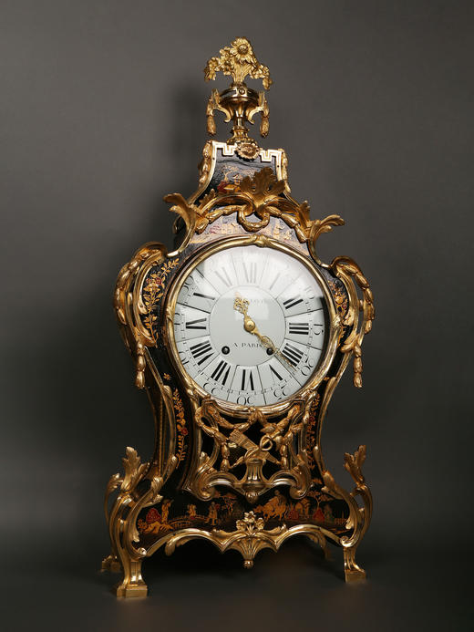 独角鹿西洋古董钟表法国铜鎏金雕饰东方风格马丁漆画装饰大型挂钟 商品图2