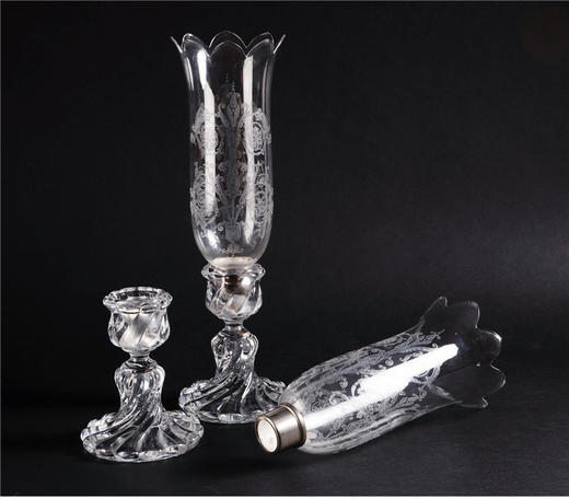 独角鹿西洋古董摆件法国巴卡拉storm lanterns款水晶烛台一对 商品图1