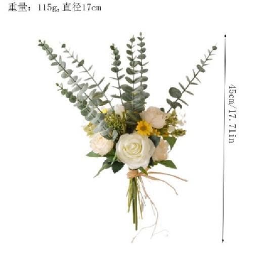 咋咔仿真花TMZ96460把束新款玫瑰白拼盛世牡丹白拼七仙菊黄 商品图0