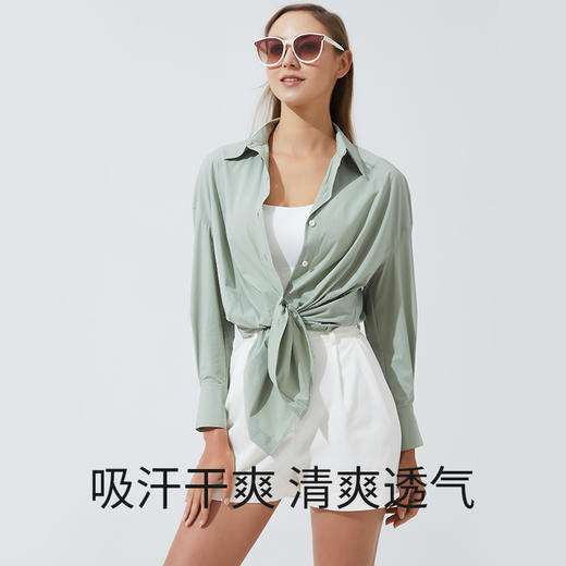 Supield素湃寒水石凉感衬衫女夏季薄宽松女士衬衣设计感小众上衣 商品图1