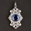 独角鹿西洋古董珠宝首饰欧洲铂金镶嵌钻石斯里兰卡无烧蓝宝石吊坠 商品缩略图0