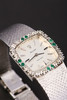 独角鹿西洋古董瑞士钟表世家18K金镶钻石祖母绿方形机械女士腕表 商品缩略图3