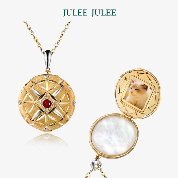 【藏光】JULEE JULEE茱俪珠宝  18K黄+白金红宝石钻石相片盒吊坠