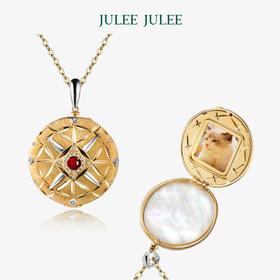 【藏光】JULEE JULEE茱俪珠宝  18K黄+白金红宝石钻石 相片盒 吊坠项链女多用