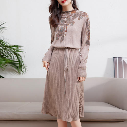 羊毛连衣裙显瘦气质名媛内搭打底圆领裙HR-WAA17-801329 商品图1