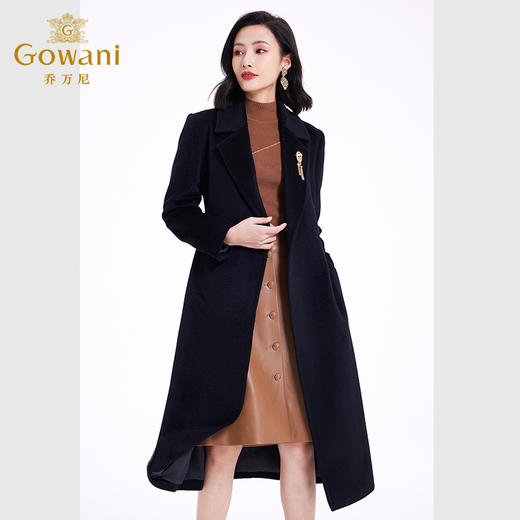 【羊驼毛】乔万尼羊毛大衣女秋冬新款气质中长款高级感黑色EF4A218 商品图1