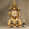 独角鹿西洋古董1880年代法国铜鎏金布勒镶嵌工艺大型古董挂钟座钟 商品缩略图1