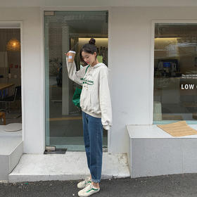 金蘑菇菇【 石墨烯牛仔裤】复古明线白色休闲直筒牛仔裤女