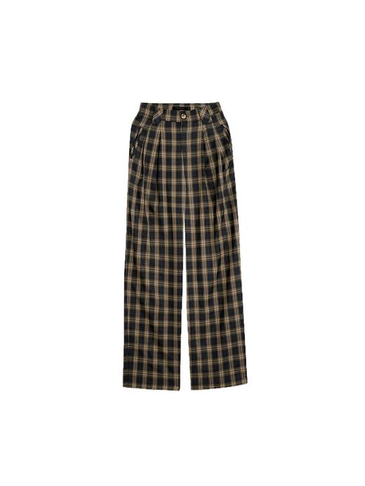 HeyDress高腰复古阔腿裤女秋冬格子裤裤直筒休闲裤宽松显瘦裤子 商品图3