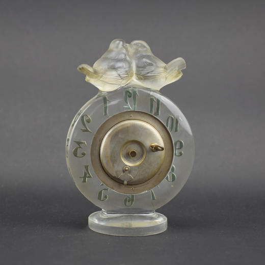 独角鹿西洋古董1931年法国莱俪RENE LALIQUE出品小鸟水晶座钟 商品图2