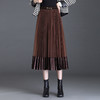 秋冬新款高腰网纱拼接丝绒半身裙百褶裙MYX-9800 商品缩略图1