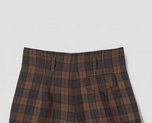 Margaret Howell  烟草棕格纹dormeuil双褶直筒裤 商品图7