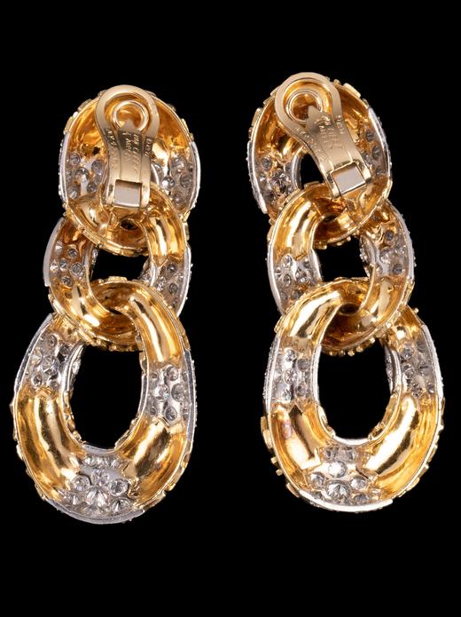 独角鹿西洋古董珠宝首饰法国锚链18k黄金镶嵌钻石耳坠耳饰一对 商品图4