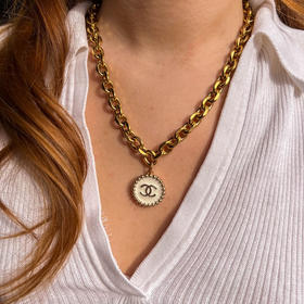 订购6周到｜Gigi Paris-Chanel-白色 中古纽扣 粗链 项链［法国设计师］