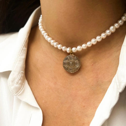 订购6周到｜Gigi Paris-Chanel-玻璃 中古纽扣 珍珠 项链［法国设计师］ 商品图2