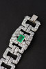 独角鹿西洋古董首饰珠宝欧洲铂金18K金镶嵌钻石祖母绿宽手链手镯 商品缩略图3